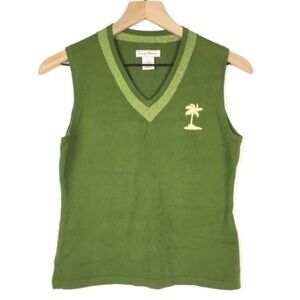 TOMMY BAHAMA Sweater Vest Top Y2K Style 90s Vibes Palm Tree Preppy Size Small